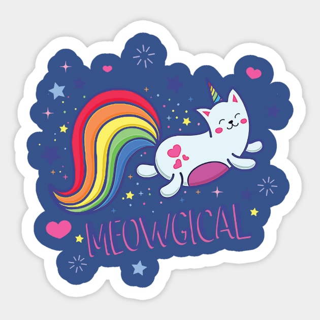 Meowgical Magical Rainbow Kitty Cat Unicorn 1 Sticker by EverettButlers